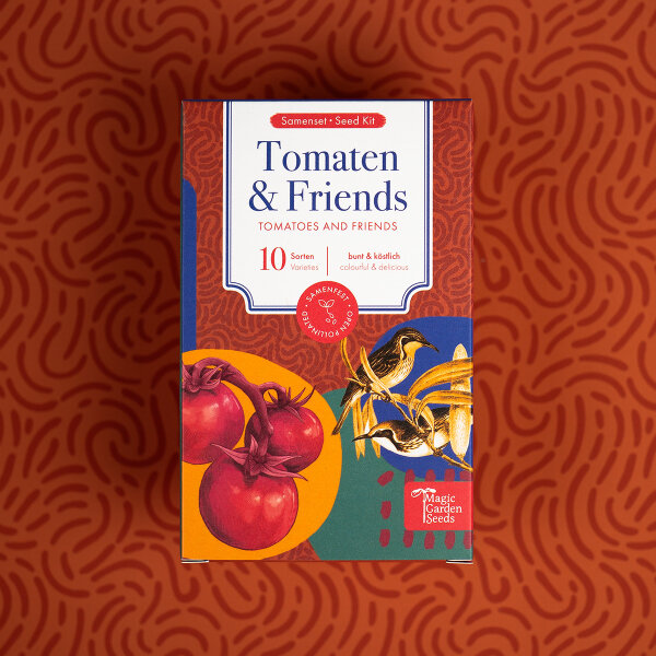 Tomatoes & Friends - 10 open pollinated Tomato & Herb varieties - colourful & delicious - Beginner seed kit <ai>